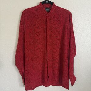 Bocci Pure Silk Shirt Women’s Small Vintage Red Button Down Blouse Career Italy